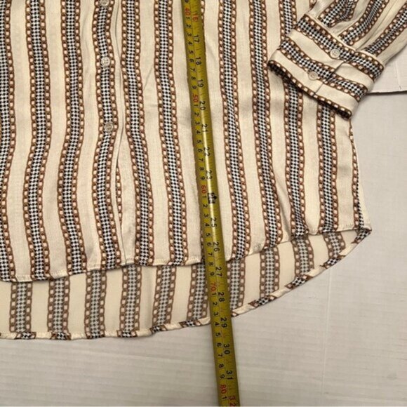 Zara   NEW Ivory Chain Houndstooth Striped Print Satin Button Down Top Blo… - Picture 12 of 13